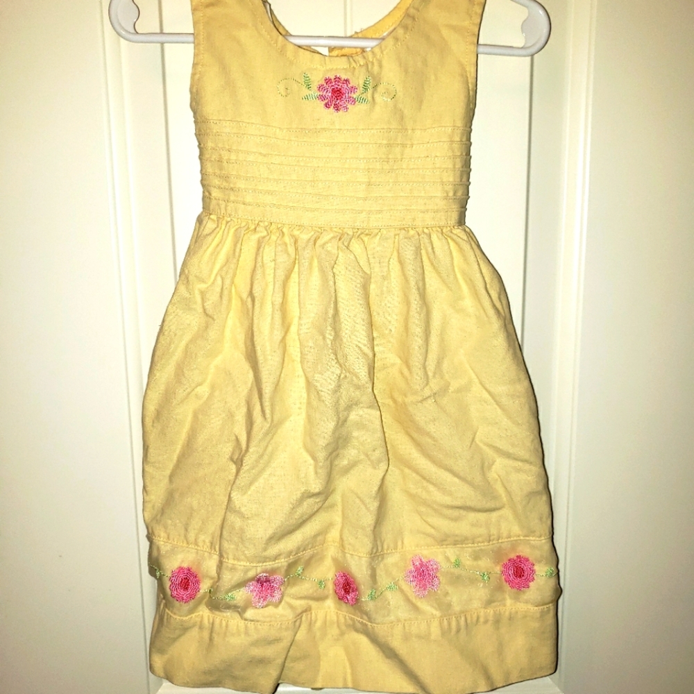 3t Bluebear Yellow dress with pink flowers